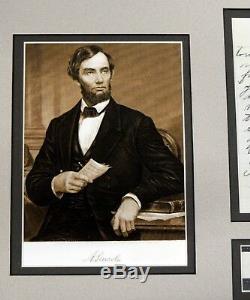 Abraham Lincoln 8 Mots Écrits À La Main De Double Lettre Autographiée Signée Psa / Dna