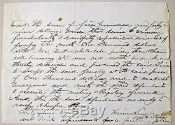 Abraham Lincoln 8 Mots Écrits À La Main De Double Lettre Autographiée Signée Psa / Dna