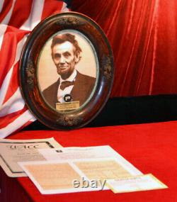 Abraham Lincoln Signé Dans Sa Main L’autographe, Cadre Antique, Coa, Uacc