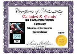 Affichage encadré et signé à la main par Ginger Baker au format A4 avec certificat d'authenticité - Superbe cadeau