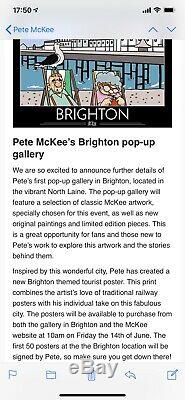 Affiche De Tourisme Pete Mckee Brighton 1 Des 50 Seules Signes Autographe Nouveau