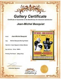 Affiche de l'exposition de boxe Warhol et Basquiat de 1985, signée à la main par Basquiat