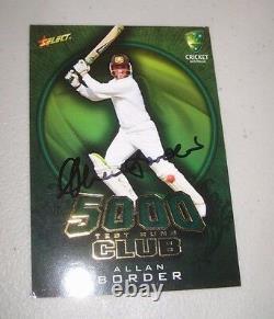 Allan Border (australie) A Signé 5000 Tests Limités /ed Cricket Card + Coa