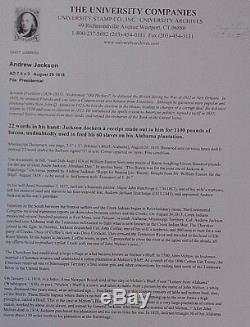 Andrew Jackson Document 22 Mots À La Main Signé J H- Pour Jackson & Hutchings