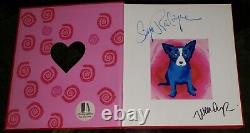 Art du chien bleu signé à la main par GEORGE RODRIGUE, collection LOVE 4 pour la Saint-Valentin