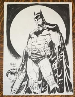 Art original Johnson 9x12 dessiné à la main et autographié Batman et le Joker 2016