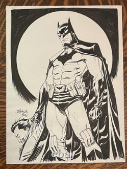 Art original Johnson 9x12 dessiné à la main et autographié Batman et le Joker 2016