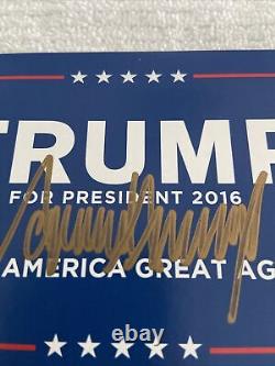 Autocollant Trump 2016 MAGA 4x6 signé à la main avec encre dorée