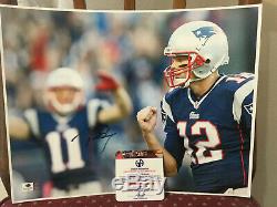 Autographe # 12 Tom Brady 11x14, Photo Encadrée Avec Patriotes Auto / Signés À La Main Par L'aco