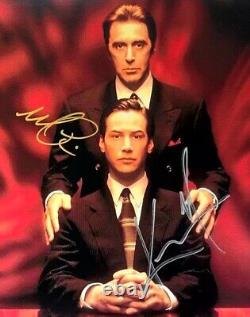 Autographes Signés à la Main de Keanu Reeves + Al Pacino 8x10 (L'Associé du Diable) avec Certificat d'Authenticité