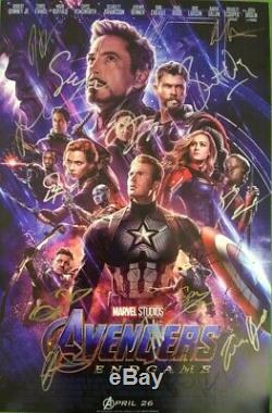 Avengers Endgame Withchris Evans +18 Affiche Autographe Signée À La Main