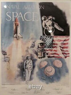 Aviation Navale Dans L'espace Signé À La Main Ltd Ed Lithographie Space-x Neil Armstrong