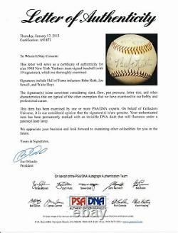 Babe Ruth Hof Yankees Autographié/signé Baseball Peint À La Main Jsa & Psa 145320
