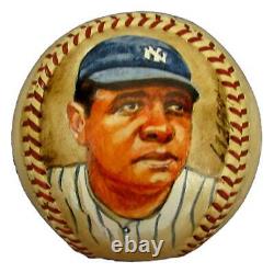 Babe Ruth Hof Yankees Autographié/signé Hand-painted Baseball Jsa & Psa 145320