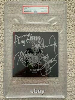 Baiser Main Signé Kiss Alive 4 CD Couverture Très Rare Paul+gene Psa Slabbed
