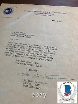 Bill Anders Beckett Bas Main Signée Autographe Nasa Letter Apollo 8 William