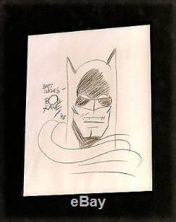 Bob Kane Main Originale Authentique Signée Et Autographié Batman Dessin Encadré 93