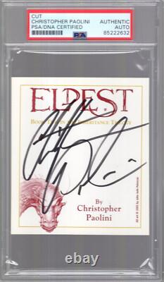 CHRISTOPHER PAOLINI AUTOGRAPHE SIGNÉ ÉTIQUETTE DE LIVRE 3x4 HÉRITAGE PSA SCELLÉE