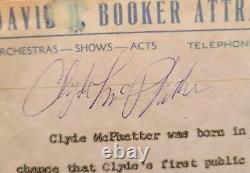 CLYDE MCPHATTER Signé à la main sur papeterie originale de promoteur de tournée vintage 1957