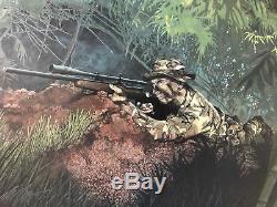 Carlos Hathcock White Feather 1989 Max Crace Print Signé Usmc Sniper Scout