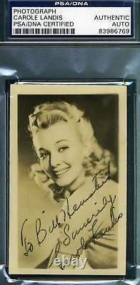 Carole Landis Signé À La Main Psa/dna Coa 1940's Photo Authentic Autograph