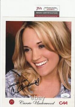 Carrie Underwood PHOTO COULEUR 8 x 10 Autographiée SIGNÉE À LA MAIN JSA COA