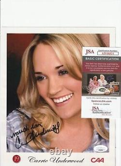 Carrie Underwood PHOTO COULEUR 8 x 10 Autographiée SIGNÉE À LA MAIN JSA COA