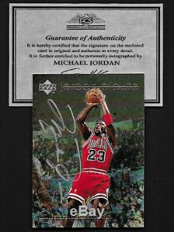 Carte D'insertion Autographe # 65 Avec Coa Signée Michael Jordan 1998 Dans Le Pont Supérieur
