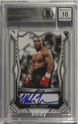 Carte de collection Web Exclusives LEAF signée par Mike Tyson #PAMT3 Beckett BAS Auto 10