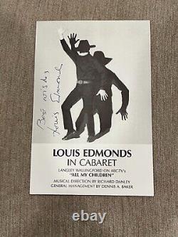 Carte postale de cabaret signée à la main par Louis Edmonds RARE