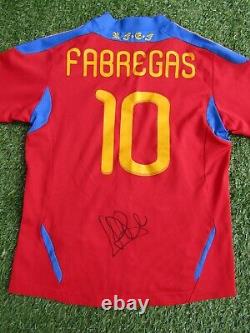 Cesc Fabregas #10 Signé À La Main Nom Et Numéro Espagne Football Chemise Autographe