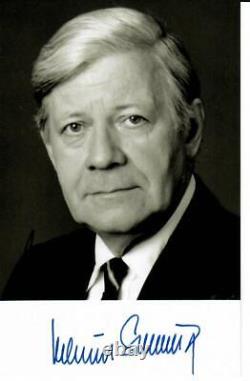 Chancelier allemand Helmut Schmidt Photo 4X7 en noir et blanc signée à la main JG Autographs COA