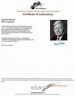 Chancelier allemand Helmut Schmidt Photo 4X7 en noir et blanc signée à la main JG Autographs COA