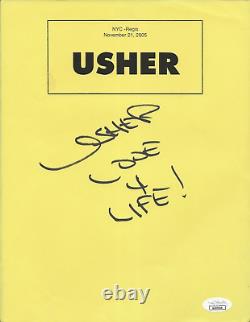 Chanteur USHER VRAI flyer de spectacle signé à la main JSA COA dédicacé