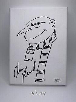 Chris Renaud a signé à la main et a esquissé une toile tendue de 6x8 de Moi, Moche et Méchant JSA