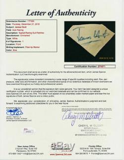 Combinaison De Combinaison F1 1976 Signée À La Main Par James Hunt (lettre Jsa)