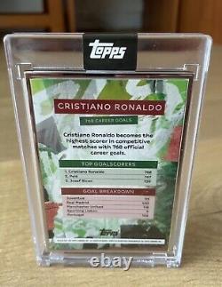 Cristiano Ronaldo Auto 7/25 Topps 768 Meilleur Buteur De Tous Les Temps En Hand