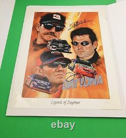 Dale Jarrett / Jeff Gordon : Véritables autographes signés à la main sur lithographie Nascar