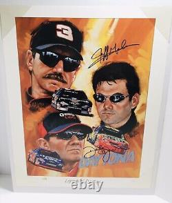 Dale Jarrett / Jeff Gordon : Véritables autographes signés à la main sur lithographie Nascar