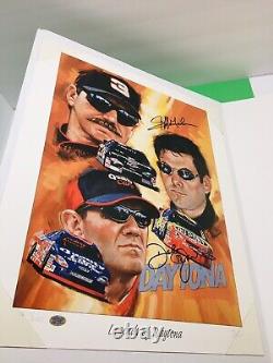 Dale Jarrett / Jeff Gordon : Véritables autographes signés à la main sur lithographie Nascar