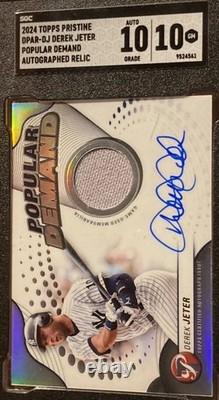 Derek Jeter ? 2024 Topps Pristine SGC 10 Auto 10 Demande Populaire POP 1