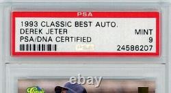 Derek Jeter A Signé 1993 Classic Best Auto 13/1200 Rookie Card Psa 9 Low Pop