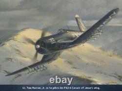 Devotion à l'enseigne Jesse Brown art F4U Corsair signé par Tom Hudner et d'autres