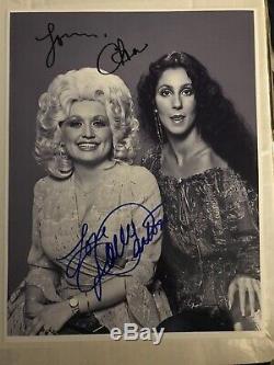 Dolly Parton Et Cher Originale Hand- Signé Autograph