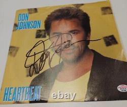 Don Johnson Vinyle 45 tours signé à la main HEARTBEAT Rare Autographe avec C.O.A