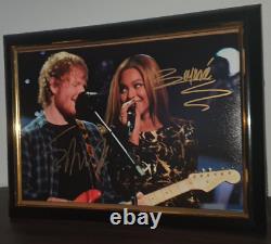 Ed Sheeran et Beyoncé Knowles signent à la main avec un autographe encadré avec COA