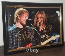 Ed Sheeran et Beyoncé Knowles signent à la main avec un autographe encadré avec COA