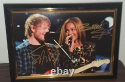 Ed Sheeran et Beyoncé Knowles signent à la main avec un autographe encadré avec COA