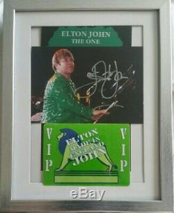 Elton John Présentoir Photo Autographié 3x5 Autographié + 2 Laissez-passer Vip Coa