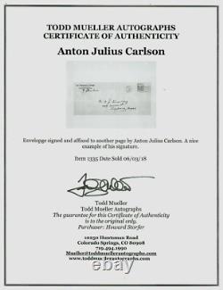 Enveloppe signée à la main par le célèbre psychologue Dr Anton Julius avec certificat d'authenticité